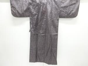 アンティーク　縞織り出し手織り紬ロング道中着